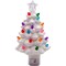 Roman Christmas Tree Nightlight, Plug In Nostalgic Ceramic Tree Night Light with Star and Colorful Illuminated Xmas Lights, White Tree